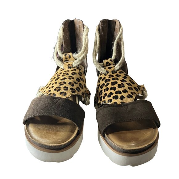 Diba True Leopard Print Wedge Sandals Women’s 9.5 | Brown Suede - Picture 9 of 10